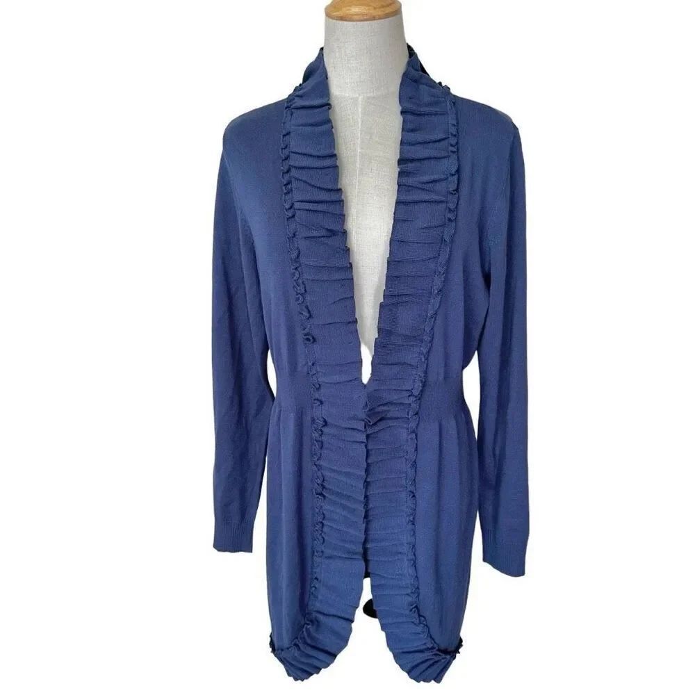 Style & Co blue gathered long cardigan